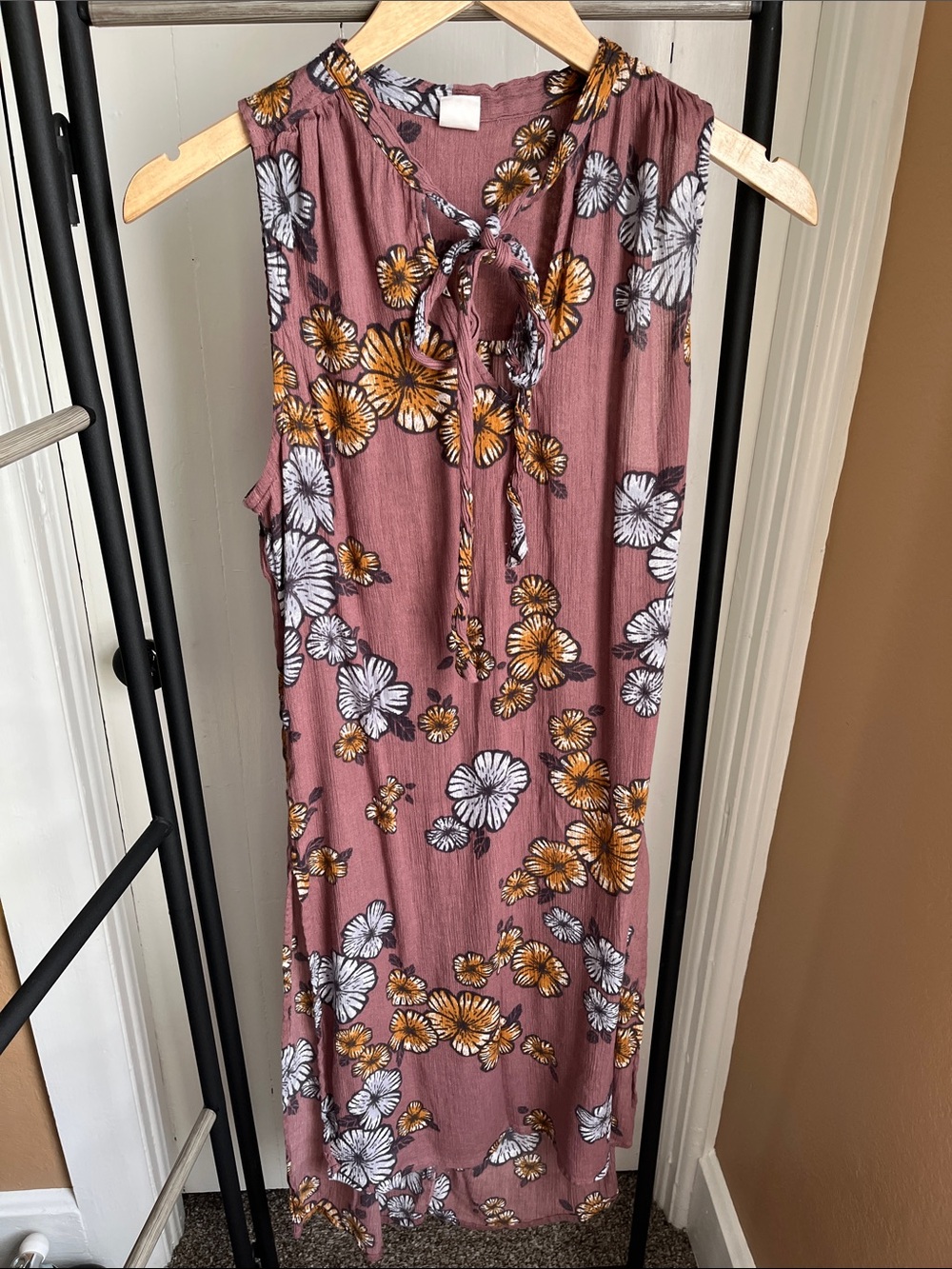 Wild Pearl brown Floral Tie-Neck Sundress